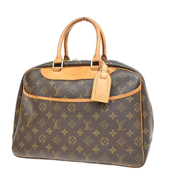 LOUIS VUITTON LV Logo Deauville Hand Bag Monogram Leather Brown M47270 81EE891